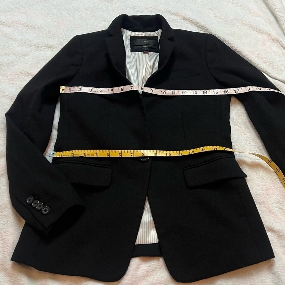 J.CREW Classic Black Stand Collar Wool Blend Single Button Regent Blazer Size 0 - Picture 7 of 11